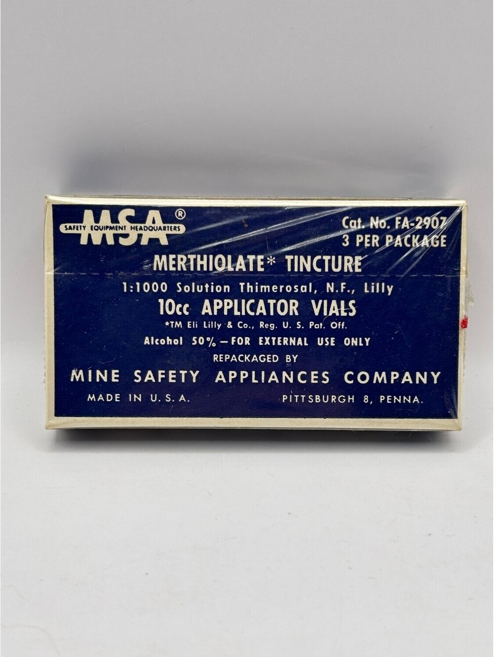 Mine Safety Appliances Company Merthiolate Tincture 10cc Applicator Vials 3 per